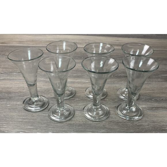 (7) Vintage Tall Colonial Williamsburg Drinking Glass Hand Blown Unbranded 7 1/4 - Picture 1 of 7